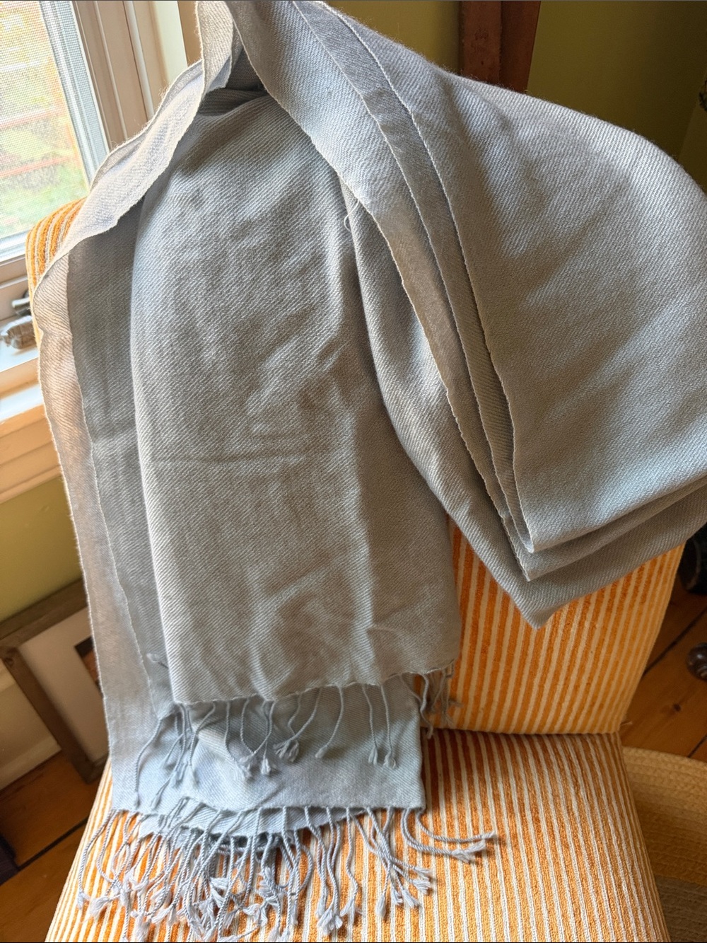 Light Gray Fringed Wrap Scarf for Women